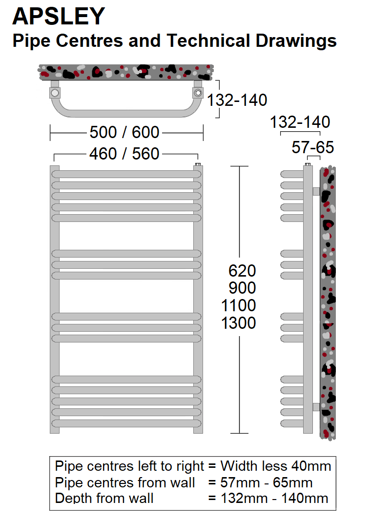 Apsley Designer Towel Rail - 1300 x 600mm